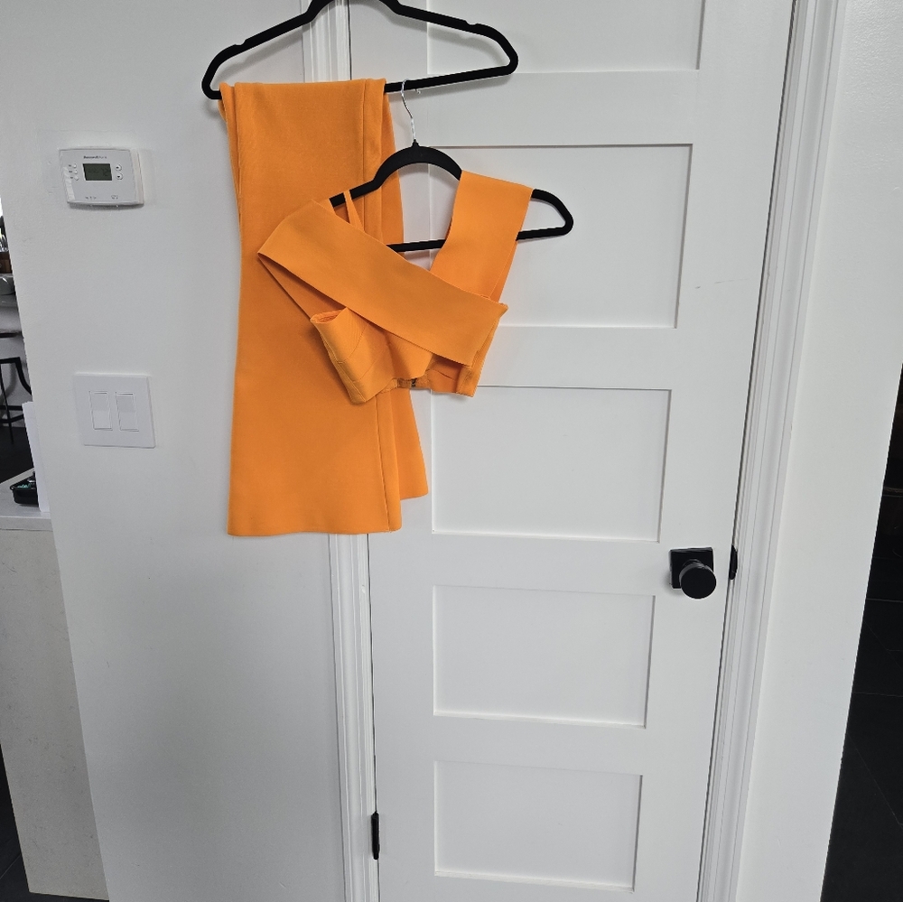 Vibrant Orange Cross-Back Top And Pants
